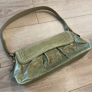 Brahmin Lime Green Snakeskin Reptile Leather Satchel Bag thumbnail 1