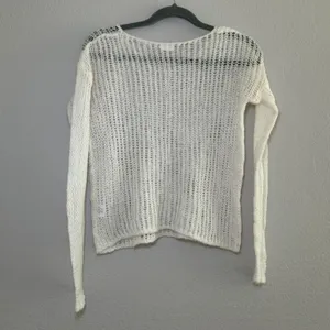 John Galt Brandy Melville White Open Knit Mohair Wool Blend Sweater OS minimal thumbnail 6