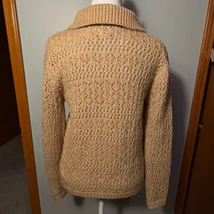 Joie Brown‎ tan Crochet Collar Button Front Cardigan Sweater Top Size S thumbnail 5