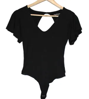 Womens Abercrombie & Fitch Soft A&F Drapey Black Short Sleeve Bodysuit Size XS thumbnail 1