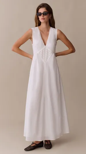 NWT Few Moda Sonnet Maxi Dress size Medium M cotton white Kourt thumbnail 1