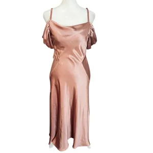 Ted Baker Esta Blush Pink Satin Cowl Cold Shoulder Midi Dress Size 0 thumbnail 4