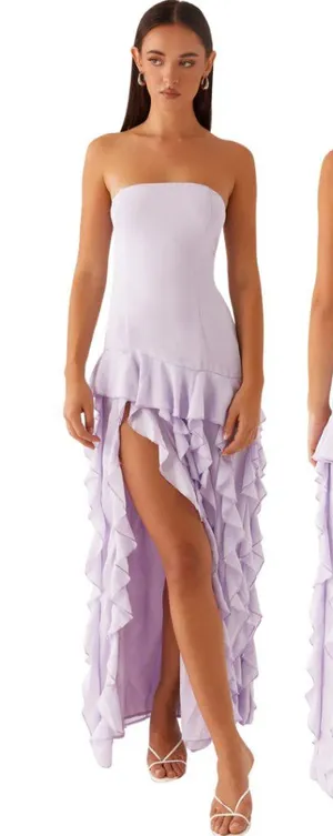 Peppermayo Firefly Maxi Dress Womens 6 Lilac Purple Ruffles Slit Fairy Party NWT thumbnail 1