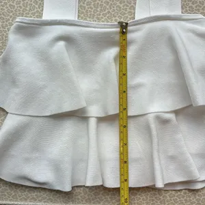 Zara White Tiered Square Neck Cropped Sweater Top thumbnail 6