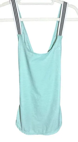 adidas women’s light green cross back tank top‎ Sz S thumbnail 1
