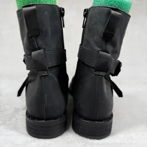 Free People Cyd Buckle Boot‎ Black Leather Studded Moto Ankle Boots Spain 36 thumbnail 4