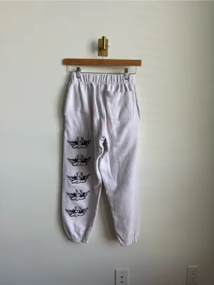 Boys Lie Room to Grow Terry Cloth Sweatpants White Rhinestone Graphic Joggers XS thumbnail 9