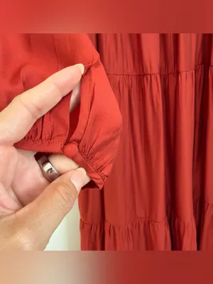 in february Rust Smocked Tiered Ruffle Maxi Dress Square Neck Size S NWT thumbnail 6