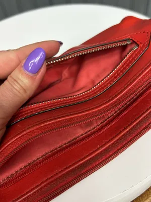 Coach Vintage Y2K Coral Red Leather Double Zip Wristlet Wallet Clutch Organizer thumbnail 10