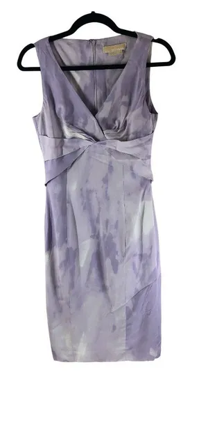 Michael Kors Sheath Dress Twist Front Tie Dye Purple Made in Italy 4 thumbnail 1