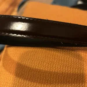Source Unknown BROWN PATENT LEATHER BELT SILVER BUCKLE 37” LONG FROM TOP OF BUCKLE thumbnail 3