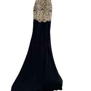 Blondie Nites Dress Juniors 11‎ Medium Black V-Neck Embellished Maxi Formal thumbnail 5