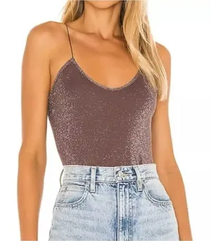 Intimately Free People Brown Shimmer Seamless Brami Cami Crop Top Sparkle thumbnail 1