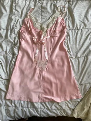 H&M Nightgown Size M Pink Lace Trim Low Back Ribbon thumbnail 4