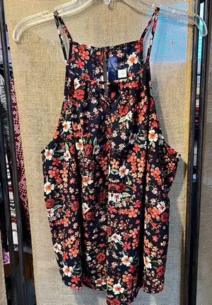 Blue Rain Floral Black and Red Camisole thumbnail 1