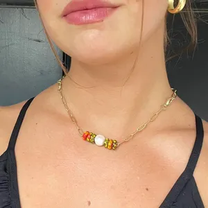Free People South African artisan gold beaded necklace Can be worn as 2 bracelets or a necklace thumbnail 1