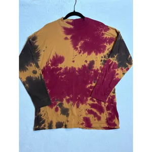 We The Free Free People French Roast Long Sleeve Tie Dye Mock Neck Tee Burgundy thumbnail 8