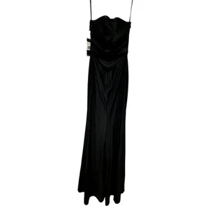 La Femme Maxi Dress Strapless Crisscross High Slit Full Length Black W US 0 NWT thumbnail 5