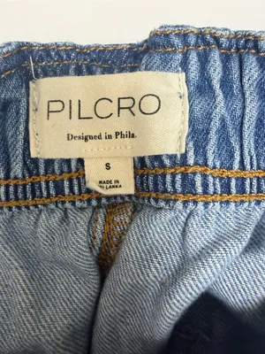 Pilcro Anthropologie The Surfer Drawstring Wide Leg Side Stripe Jean Denim S thumbnail 9