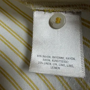 Maeve Anthropologie Clotille Off Shoulder Blouse Yellow Stripe Linen Blend Sz 14 thumbnail 13