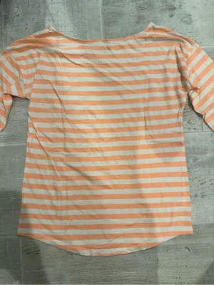 Loft Pink and White Striped Boatneck Long Sleeve Three Quarters Top Size S thumbnail 5