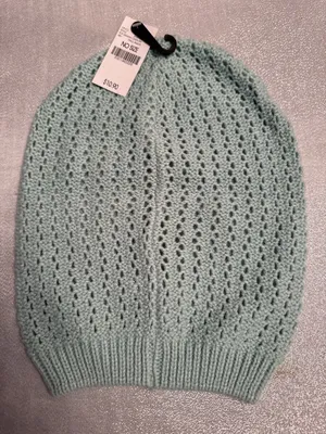 NWT Baby Blue Beanie Knit Teal Women's Hat Slouchy Cozy Comfy thumbnail 1