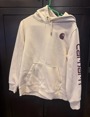 Carhartt Off-White Hoodie with Maroon Accents thumbnail 1