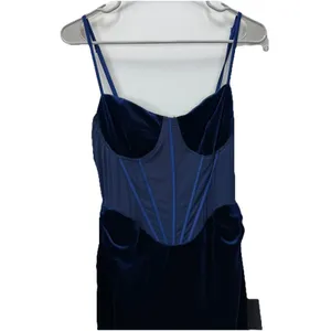 NWT Lulus Alluring Icon‎ Navy Blue Velvet Bustier Sleeveless Maxi Dress LARGE thumbnail 5