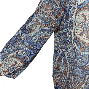 Democracy Size Medium Sheer Blouse Top‎ Lace Balloon Sleeve 20"x22" Lightweight thumbnail 3