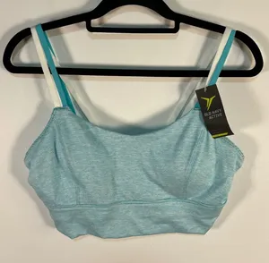 Old Navy Active Go-Dry Light‎ Support Sports Bra Blue Striped Double Strap Large thumbnail 1