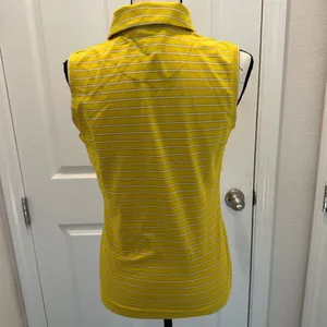 Nike Golf Sleeveless Mustard Yellow Striped Polo Sleeveless Top thumbnail 3