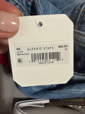 Altar'd State High Waisted Medium Wash Wide Leg Jeans with Raw Hem thumbnail 2
