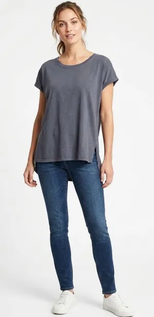 Next Navy Blue Cap Sleeve Cotten T-shirt thumbnail 1