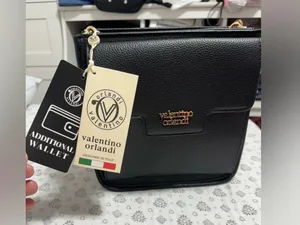 NEW Valentino Orlandi Italian Black Textured Leather Crossbody Purse & Wallet thumbnail 7