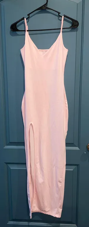 Light Pink Body Con Maxi Dress thumbnail 1