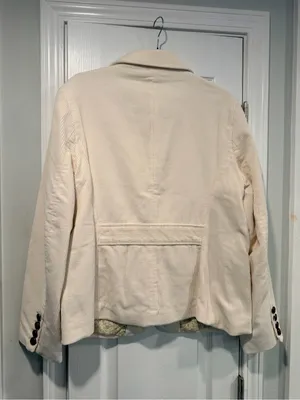 NWT L.L.Bean Size 16 Cream Corduroy Blazer Jacket Cotton Floral Lined Button thumbnail 5