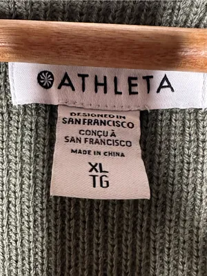 Athleta Hanover Merino Wool Blend V-Neck High Low Tunic Sweater Olive Green XL⁠ thumbnail 6