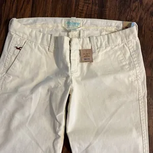 NWT Hollister Off White Beige Betty Cotton Lowrise Pants Size 3 thumbnail 2