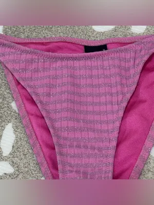 Triangl Swimwear Bikini Bottoms tie sides glitter striped cheeky ribbed vinca thumbnail 4