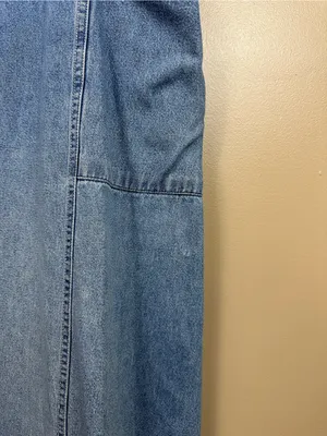 Vintage Denim Jumper Midi Dress M Utility Pockets 100% Cotton 90s Country thumbnail 10