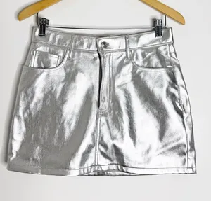 Abercrombie & Fitch Silver Metallic Mini Skirt Size 4 NWT thumbnail 1