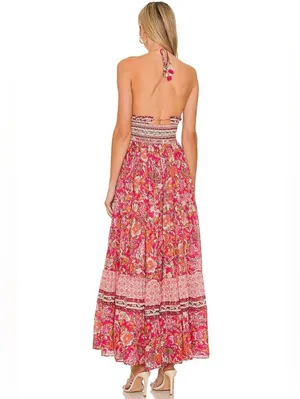 NWT Free People Real Love Maxi in Meadow Combo Floral Cotton Halter Dress L thumbnail 3