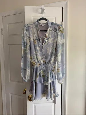 Yumi Kim Love Always Blue Floral Ruffle Mini Dress XS Revolve thumbnail 4