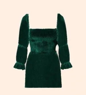 Reformation Albi Velvet Dress (Emerald) thumbnail 2