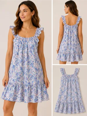 Simply Southern Light Blue Floral Tiered Sundress thumbnail 8