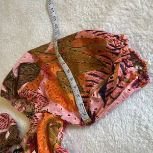 Kourt Tropical Leaf Puff‎ Sleeve Mini Dress Pink Orange Multicolor Size S NWT thumbnail 5