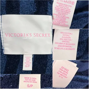 Victorias Secret Navy & Black Striped Embroidered Logo Belted Robe With Pockets thumbnail 8