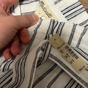 NWT Madewell Baltic Stripe Linen Cotton Paperbag Crop Pants 0 thumbnail 3