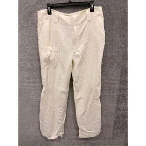 Armani Exchange Women Pants 34 Regular Ivory Linen Blend Cargo Straight Leg thumbnail 6