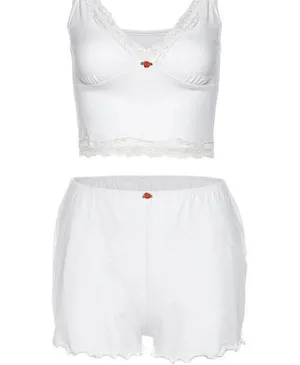 White Lace Trim Camisole Set from YesStyle Size M thumbnail 3